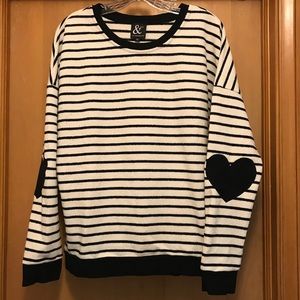 Boutique Black/White Striped Terry Sweater